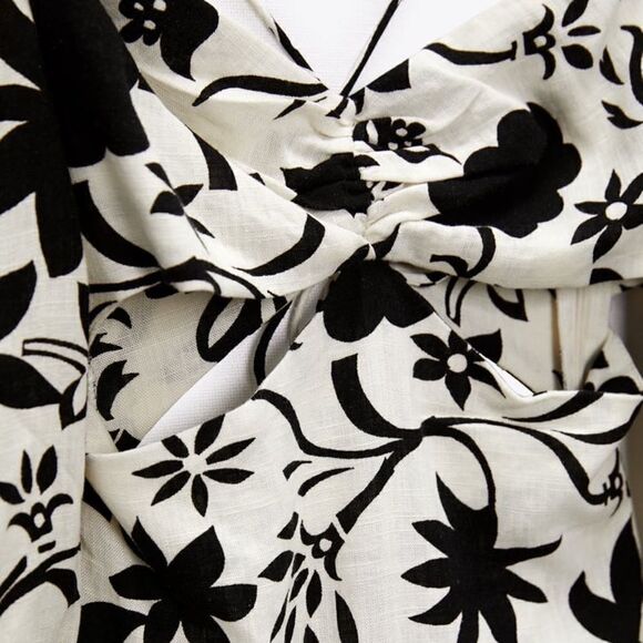 Zara Linen Blend Cut Out Dress - Picture 8 of 12